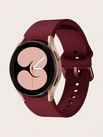 1pc Women's Burgundy Silicone Smart Watch Band With Colored Buckle, Compatible With 40/42/43/44/45/46/47mm Galaxy Watch 7/6/5/4