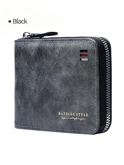 Men's Classic Wallet, Vintage Zipper Short Design With Multiple Card Slots, Fashion Credit Card Holder Coin PurseLarge Capacity Multi-Card Slots,Business Casual Style,Birthday Gift,Graduation Gift,Father's Day Gift