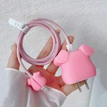 4件套 奶牛/可爱猪头风格20w充电适配器保护套 数据线保护器，充电器保护器 - 彩色 - 查看 6