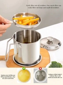 1 cái Thép không gỉ Dầu Bộ lọc Xe tăng , Phòng bếp Vật dụng trong nhà Chai Dầu , Dầu Hở Hiện vật Vật dụng trong nhà Dầu Làm khô hạn Xe tăng Với Nắp , Khoai tây chiên , Gà Popcorn Gà Dầu Bộ lọc Xe tăng , Món ăn Dầu Bộ lọc Hiện vật , Dung lượng lớn Dầu Bình Lọc , Dầu Bình Lọc Với Bộ lọc , Nắp Và khung gầm Thích hợp Đối với Lưu trữ Dầu , Dầu ô liu , Thú vật Dầu , Súp Cơ sở Bộ lọc , Có thể Như A Tân gia Qủa tặng Đến Gia đình Và - Bạc - Xem 3