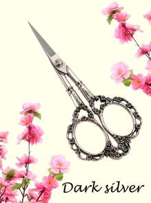 1 Pieza Tijeras Vintage De 4.6 Pulgadas Con Diseño De Flor De Ciruelo Para Recortar Cejas Hermosas