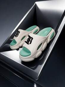 男士時尚便攜式拖鞋,適用於休閒、戶外、運動,防滑柔軟鞋底沙灘拖鞋 - 白色 - 查看 1