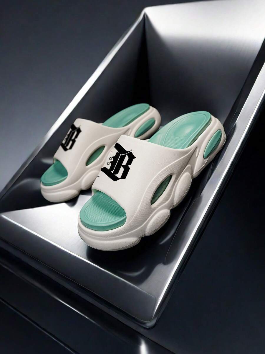 男士時尚便攜式拖鞋,適用於休閒、戶外、運動,防滑柔軟鞋底沙灘拖鞋 - 白色 - 查看 1