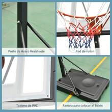 HOMCOM Canasta de Baloncesto con Soporte Móvil con Ruedas Aro de Basket Ajustable en Altura con Base Rellenable para Niños y Adultos 90x165x302-352 cm Negro - Negro - Ver 5