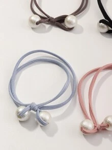 10个/套 女孩珍珠弹力发圈，适合日常装饰 - 彩色 - 查看 3