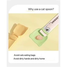 帶滑動勺子的貓用餵食碗,適用於帶醬汁的寵物食品和貓粮取食用具勺子 - 綠色 - 查看 6