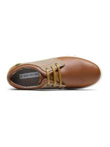 Men's Fashion Skate Shoes Leather Oxfords Sneakers Business Classic Casual Dress Shoes - 咖啡棕 - 查看 5