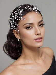 Silver Rhinestone Hairband, Women's Simple Headpiece, Bridal & Bridesmaid Hair Accessory - Silver - View 2