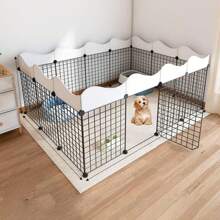 Pet Indoor Fence With Free Combination And Increased Height, Escape-Proof Training Litter Box, Suitable For Small Dogs - Black - View 2