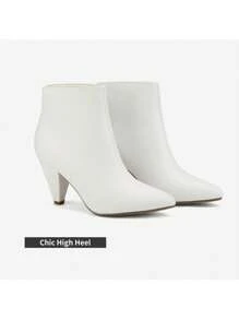 Women's Light Grey Suedes Pointed Toe High Heel Ankle Booties - trắng - Xem 2