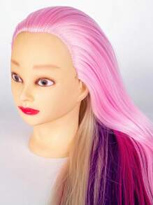 Pink Lovely Doll Head Mannequin With Full Real Hair For Hairdressing Practice And Display - Pink - View 2