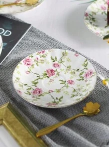 1pc High-End And Elegant Ceramic Coffee Cup And Saucer, Simple And Fresh Style, Ideal For Home And Flower Tea