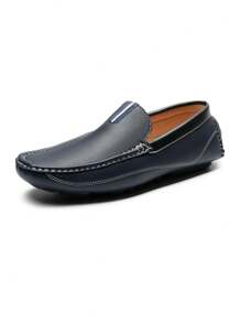 Men's Driving Moccasins Penny Loafers Slip On Loafer Shoes - Navy Blue - View 3