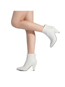 Women's Light Grey Suedes Pointed Toe High Heel Ankle Booties - trắng - Xem 6