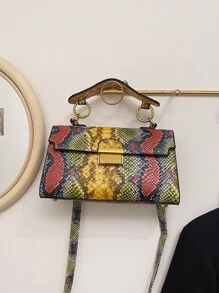 Fashionable , High-End Texture, Light Luxury, Snake Print Niche Design, Versatile Handheld, Detachable Shoulder Cross, Armpit Lock(The Snake Pattern Is Random) - Multicolor - View 3