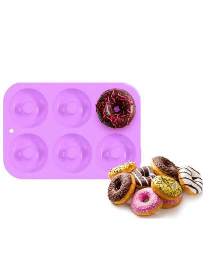 1Pz Molde Para Donas De Silicon Colores Para Repostería Panadería Horneado Flexible Suave Con 6 Cavidades Grandes Donuts Rosquillas Manualidades Chocolate