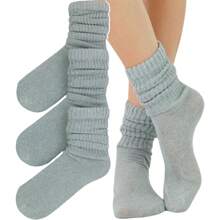 ToBeInStyle Pack Of 3 Of Colorful Unisex Fashion Slouch Socks - Heather Grey - View 1