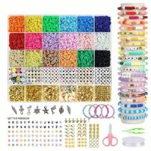 1 套 5300 件 Diy 友誼手鍊材料套件,包括聚合物粘土珠、字母珠、面珠,非常適合製作手鍊作為聖誕禮物 - 彩色 - 查看 1