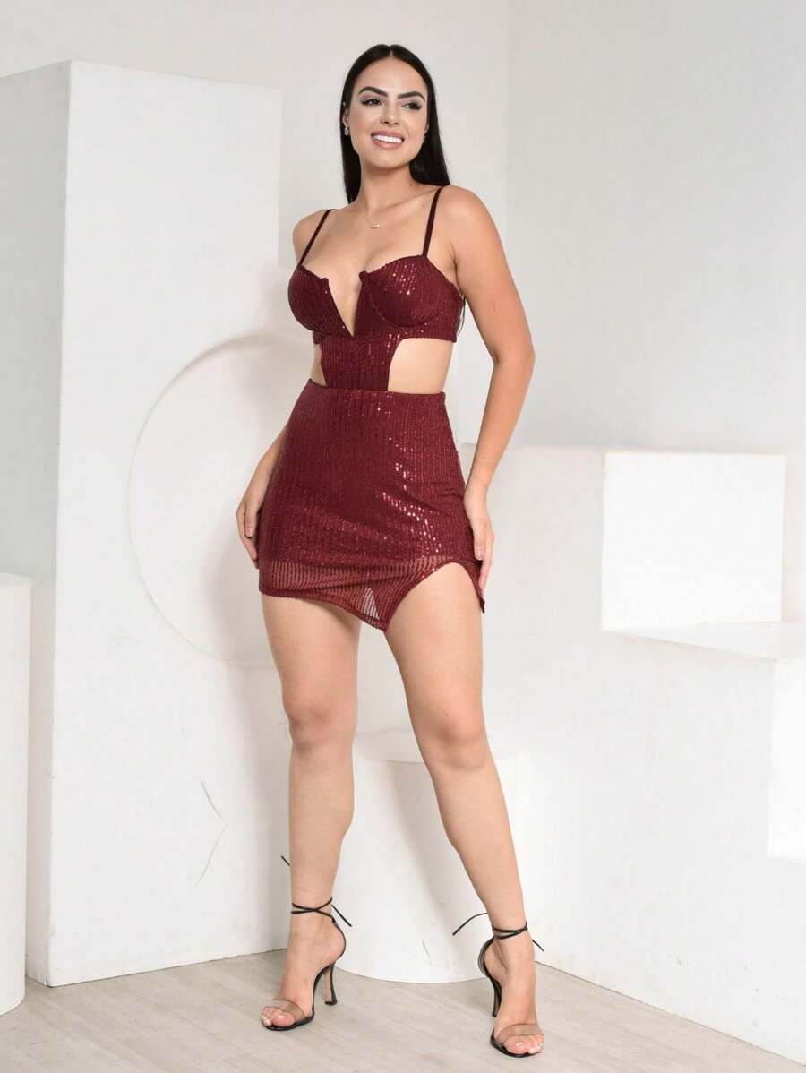 Women Dresses - Màu Đỏ Sâu - Xem 1