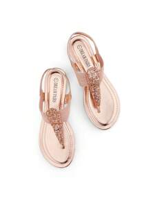 Women's Elastic Strappy String Thong Ankle Strap Summer Gladiator Sandals - 香檳色 - 查看 3