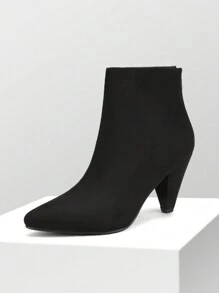 Women's Light Grey Suedes Pointed Toe High Heel Ankle Booties - 黑色/麂皮 - 查看 4
