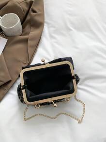 2025 New Rhinestone Chain Clutch Bag, Fashionable Elegant Party Shoulder Handbag, Available In Various Floral Patterns (Patterns Are Randomly Shipped)