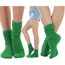 ToBeInStyle Pack Of 3 Of Colorful Unisex Fashion Slouch Socks - Kelly Green - View 2