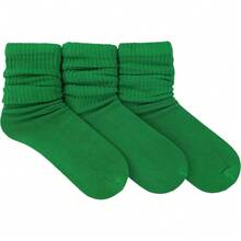 ToBeInStyle Pack Of 3 Of Colorful Unisex Fashion Slouch Socks - Kelly Green - View 7