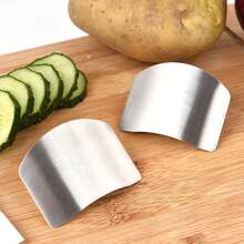 1 Pieza Protector De Dedos De Acero Inoxidable Para Cortar Verduras Y Carne, Herramienta De Cocina Para Protección De Uñas Y Evitar Cortes - Plateado - Ver 5