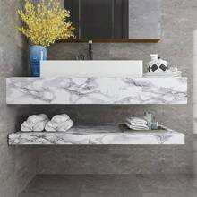 1 Roll PVC Waterproof Self-Adhesive Marble Wallpaper Removable Decorative Vinyl Film - Beige - View 6