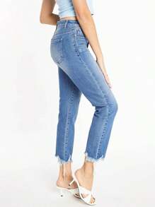 Jeans para mujer Cremallera - Azul lavado medio - Ver 3