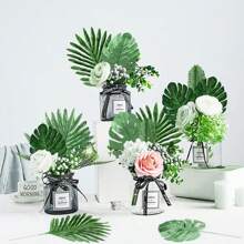 10/20 pièces 33,9 cm Fausses feuilles de palmier tropical avec tiges, plante tropicale artificielle, imitation de feuilles de Monstera, décorations de fête hawaïenne luau, Saint-Valentin, cadeau