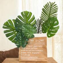 10/20 pièces 33,9 cm Fausses feuilles de palmier tropical avec tiges, plante tropicale artificielle, imitation de feuilles de Monstera, décorations de fête hawaïenne luau, Saint-Valentin, cadeau