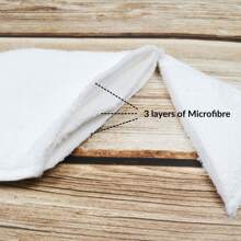 Littles & Bloomz Inserto de pañal de tela para bebé para pañales lavables y reutilizables, almohadillas de microf ibra de 3 capas de absorción de agua rápida - Blanco - Ver 3
