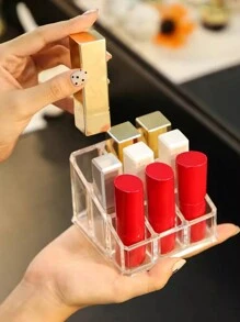 1 hộp đựng son môi & mỹ phẩm trang điểm nhiều ngăn trong suốt, hộp đựng đồ chăm sóc da, sơn móng tay, son bóng & các phụ kiện khác, kệ trưng bày cho ngày lễ bãi biển, bộ sưu tập phòng tắm, bộ sưu tập phòng ngủ, dung tích lớn - Trong sáng - Xem 3