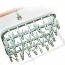 Drying Hanger With 32 Clips And Drip Foldable Hanging Rack,Plastic Hanging Drying Rack For Clothes Underwear Socks Love Valentine - Green - View 4
