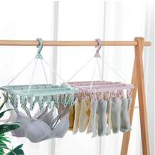 Drying Hanger With 32 Clips And Drip Foldable Hanging Rack,Plastic Hanging Drying Rack For Clothes Underwear Socks Love Valentine - Green - View 2