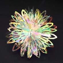 1PCX9" Iridescent Flower Ball Ornament Hanging Decoration, Foil Ceiling Decorative Hanging Ornaments For Christmas Bridal Shower Wedding Birthday Frozen Theme Party Fairy Princess Rainbow Show Decoration Memard Party