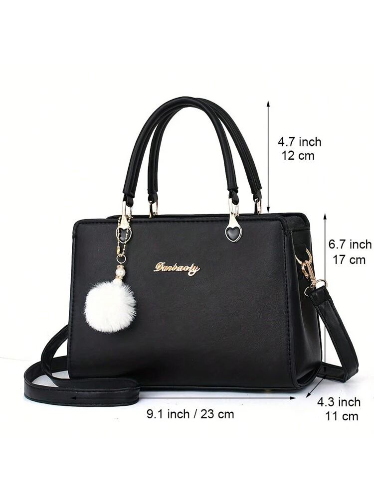 2025 New Arrival Fluffy Ball Pendant Tote Bag Versatile Casual Shoulder Bag, Mother Day Gifts, Mom Gifts, Mommy's Essentials, Mommy Bag For Going Out, Fashionable Business Casual Bag For Women, Perfect For Office, Business And Work , Valentines Gifts, Mother's Day