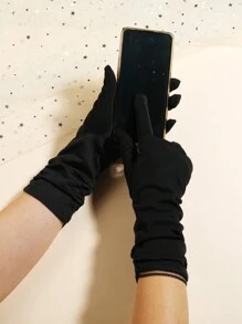 1pair Ladies' Solid Color Uv Protection Full Finger Touchscreen Non-Slip Gloves Breathable Summer Outdoor Sports Gloves For Driving Cycling - Multicolor - View 8