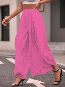Women's Pants, Dotted, Slit, Sophisticated, Modern, Elegant, Flare, Bell Bottom, Wide Leg - Màu Hồng Tươi - Xem 1