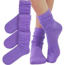 ToBeInStyle Pack Of 3 Of Colorful Unisex Fashion Slouch Socks - Lavender - View 1