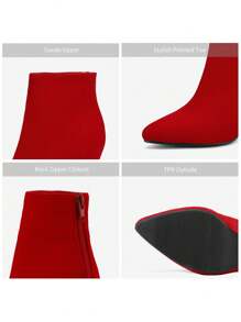 Women's Light Grey Suedes Pointed Toe High Heel Ankle Booties - Đỏ - Xem 7