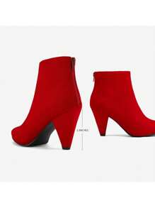 Women's Light Grey Suedes Pointed Toe High Heel Ankle Booties - Đỏ - Xem 6