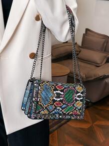 Fashionable Embroidery Thread Pu Colored Chain Shoulder Bag Women's Crossbody And Handbag - Multicolor - View 6