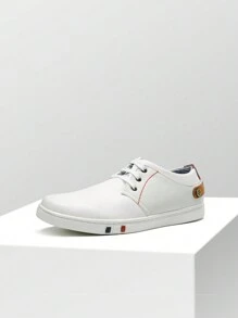 Men's Fashion Skate Shoes Leather Oxfords Sneakers Business Classic Casual Dress Shoes - Đen và trắng - Xem 1