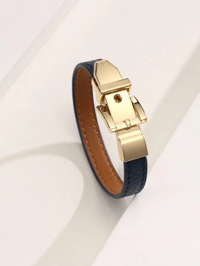 1pc Adjustable Leather Bracelet, Minimalist Decorative Wristband, High-Quality Christmas Gift, Fashionable Everyday Accessory