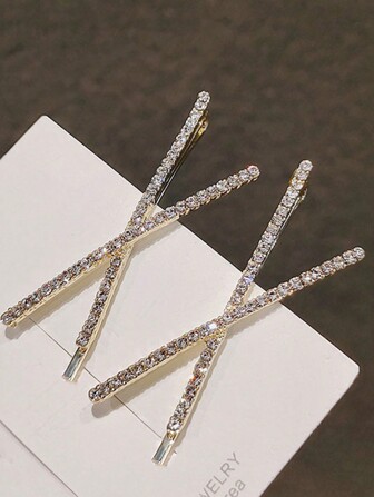 2 件装简约交叉直发夹发夹，适合日常时尚皇家爪夹发夹发夹