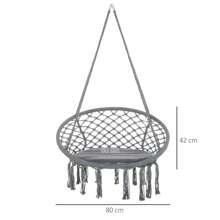 Outsunny Outdoor Cotton-Polyester Blend Macrame Hanging Rope Chair With Cushion, Portable Garden Chair With Fringe Tassels For Patio, Deck, Tree, Grey - Grey - View 3
