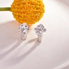 Orecchini A Forma Di Zampa Di Cane Carini Adatti A Ragazze Adolescenti E Signore, Clip Per Orecchio Anti-allergico Con Decorazione In Zircone Cubico, Perfetti Per L'uso Quotidiano E Come Regalo Di Compleanno